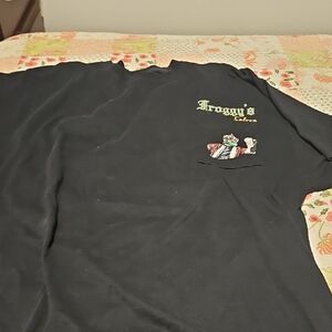 Froggy's Saloon Black Pocket T-Shirt with Frog Graphic